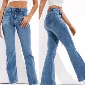 American Eagle Outfitters Women's Denim high rise flare stretchy Jeans